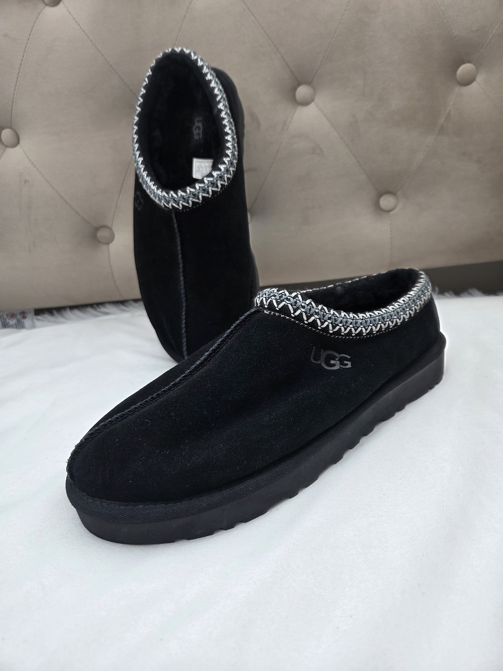 UGG Classic Slip-On Men’s Size 12 Black Suede Sheepskin Slippers Shoes